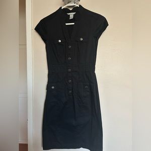 Black military dress with snaps